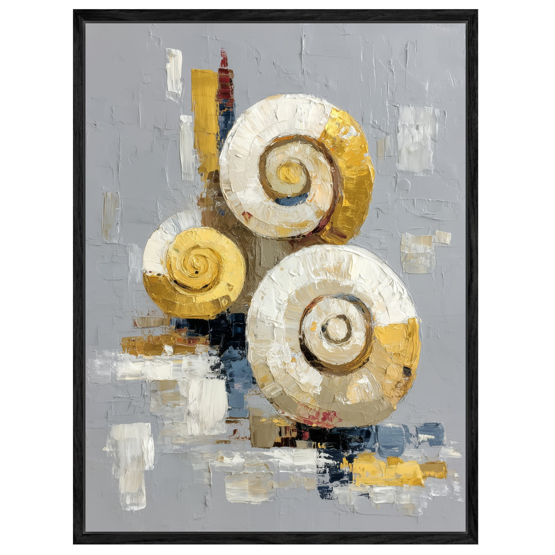 Gold weiß Spiralen Leinwandbild abstrakt – Leinwand auf Holzrahmen – Ansicht 4