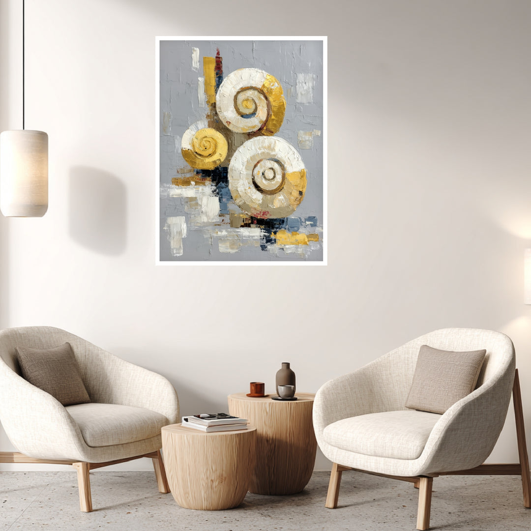 Gold weiß Spiralen Poster abstrakt – mattes Kunstdruck-Papier – Ansicht 4