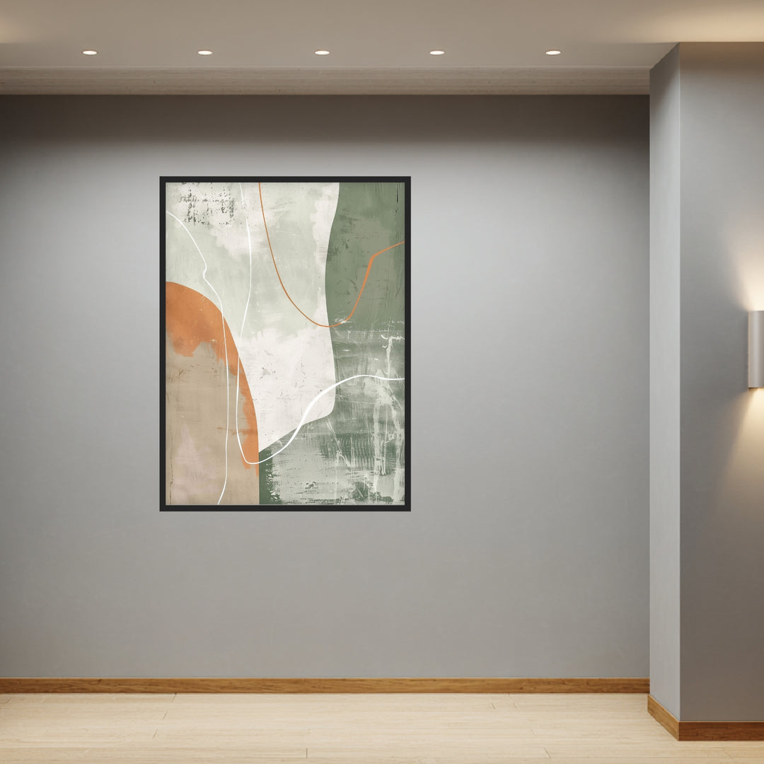 Abstrakte Linien Grün Orange Poster abstrakt – mattes Kunstdruck-Papier – Ansicht 2