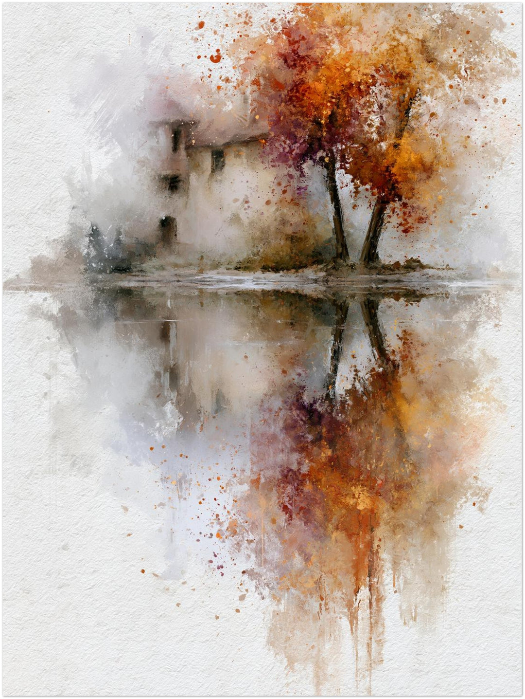Herbstbaum am Wasser Leinwandbild – Ohne Rahmen – Produktfoto