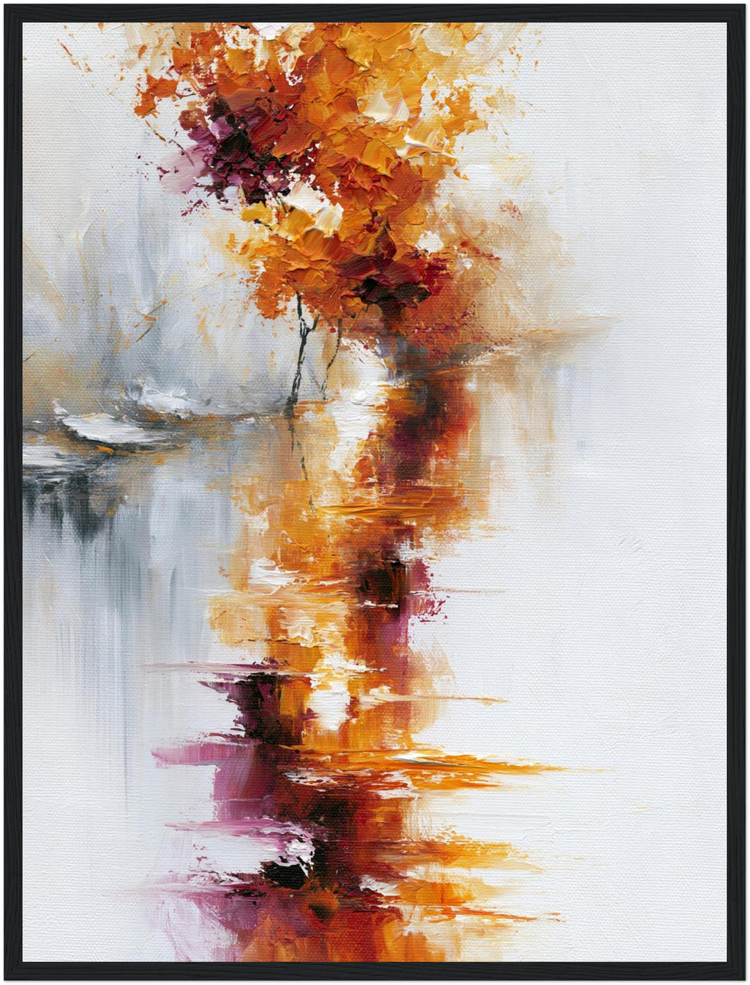 Herbstbaum im Nebel Poster – Schwarzer Rahmen – Produktfoto