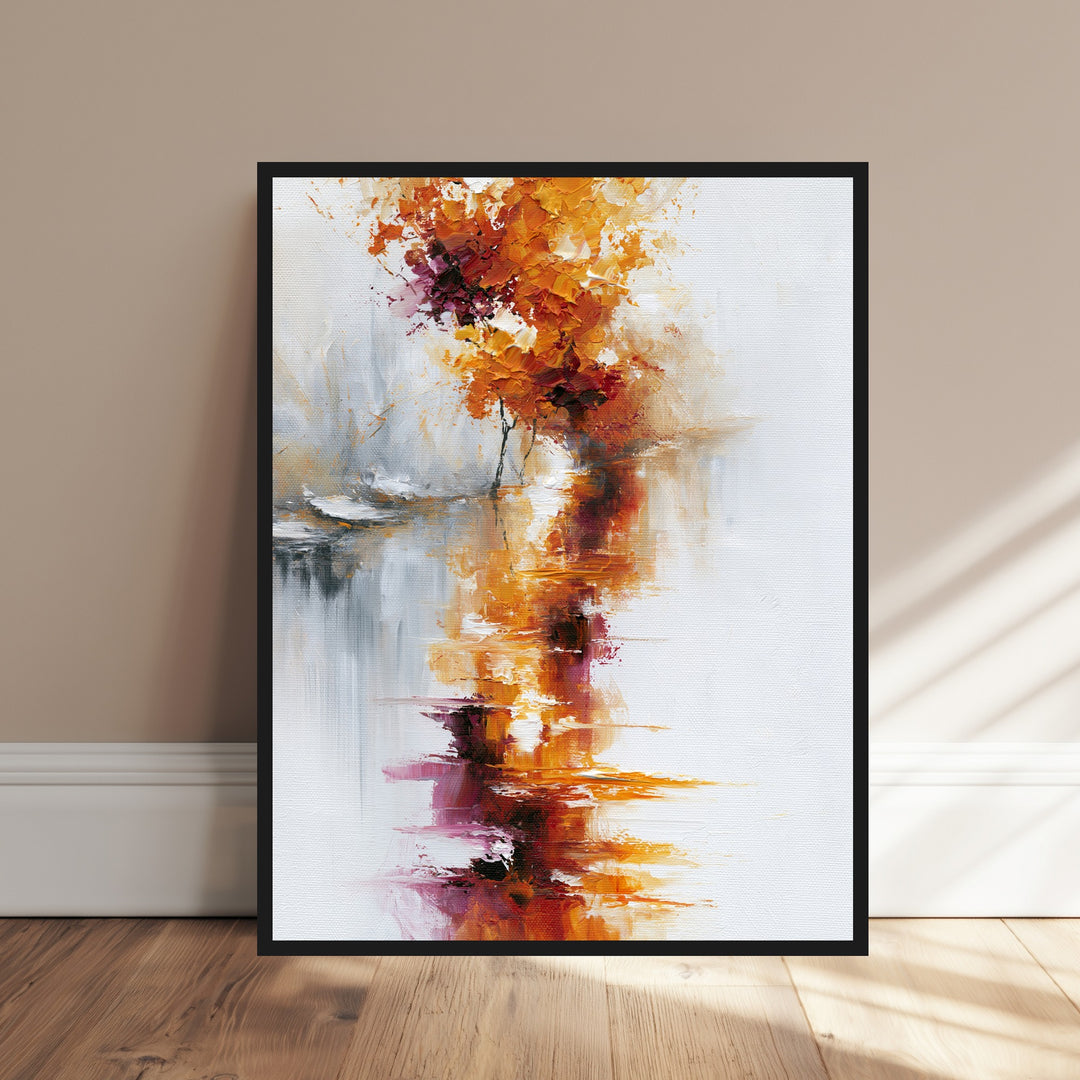 Herbstbaum im Nebel Poster – Schwarzer Rahmen – Produktfoto