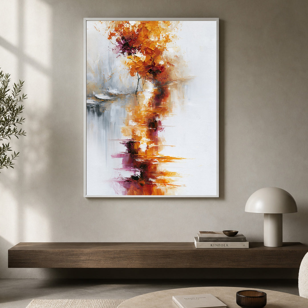 Herbstbaum im Nebel Poster – Weißer Rahmen – Produktfoto