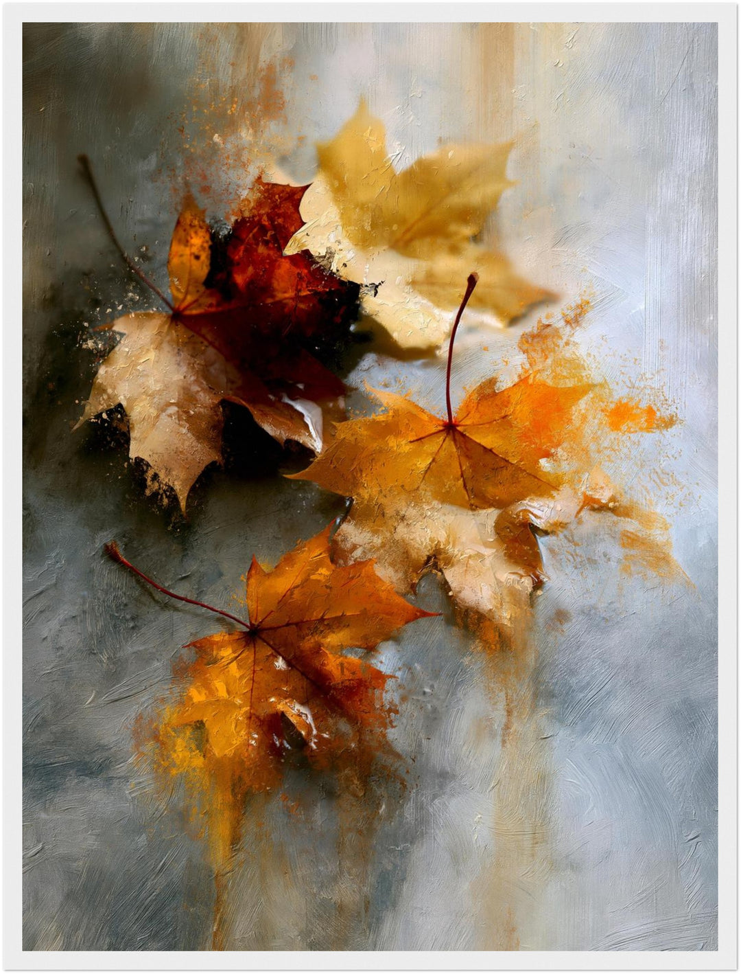 Herbstblätter im Nebel Poster – Weißer Rahmen – Produktfoto