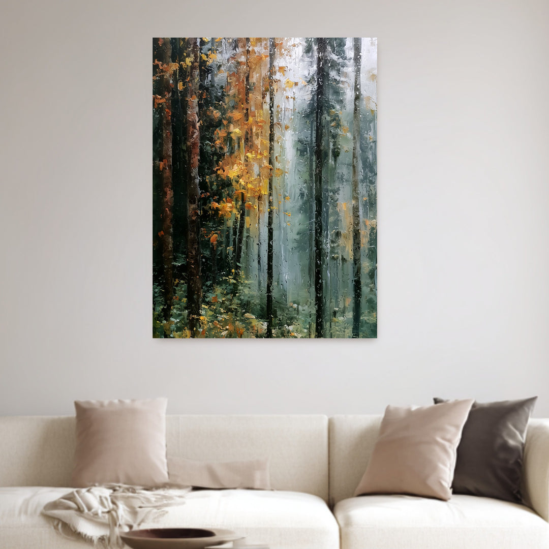 Herbstwald im Regen Poster – Ohne Rahmen – Produktfoto