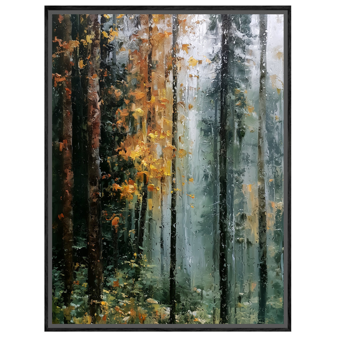 Herbstwald im Regen Leinwandbild – Leinwandbild