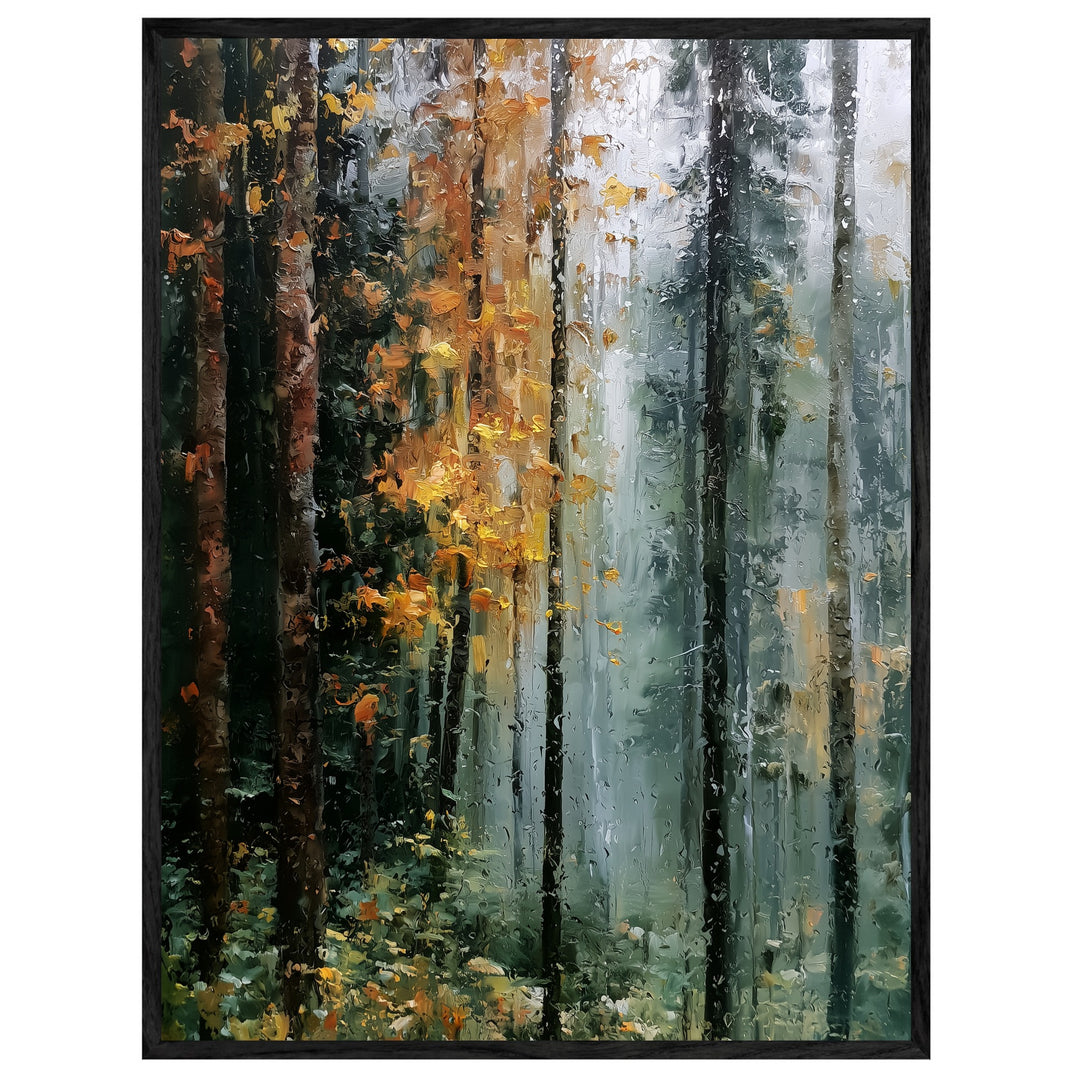 Herbstwald im Regen Leinwand