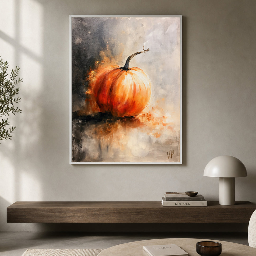Kürbis im Herbstlicht Poster – Weißer Rahmen – Produktfoto