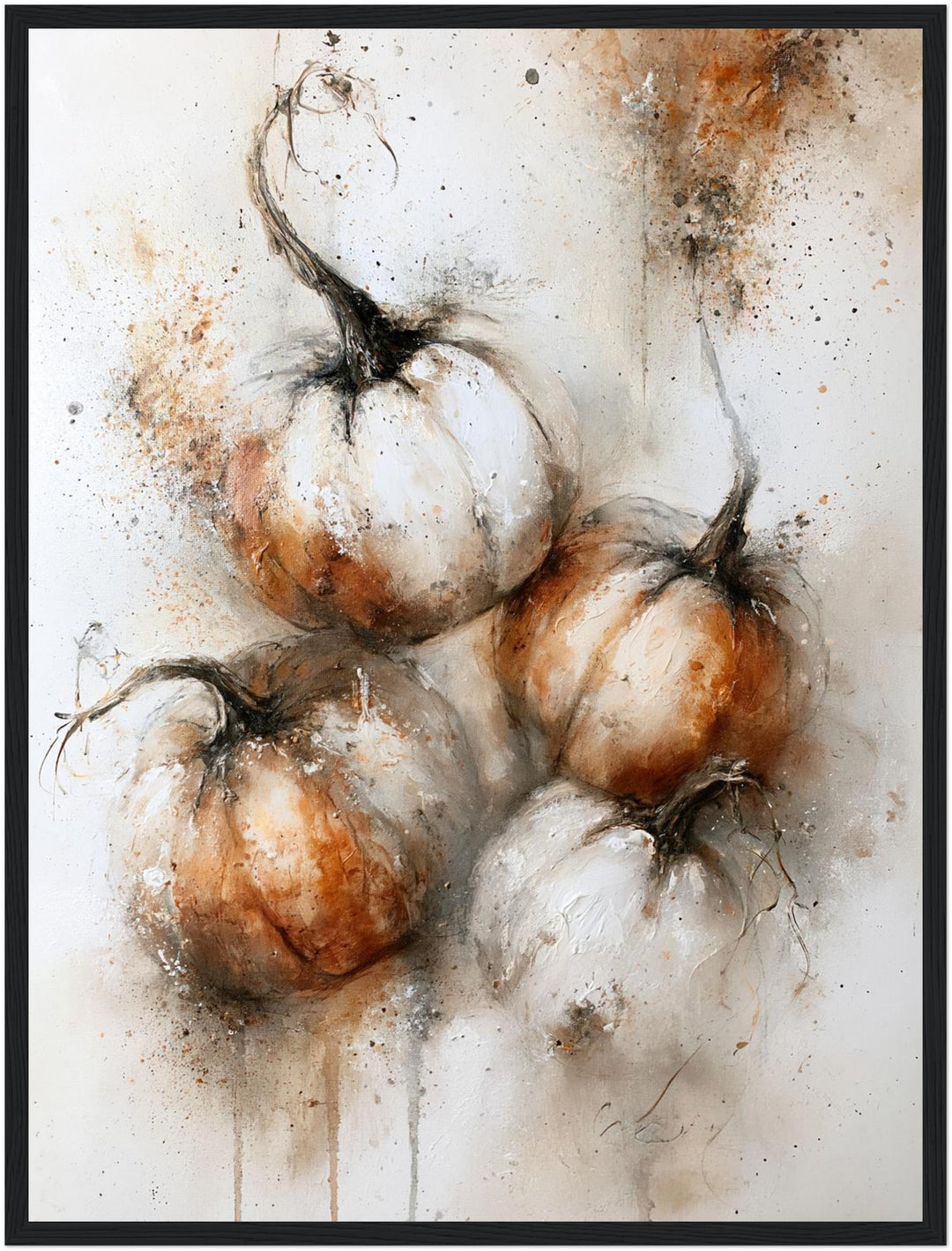 Weiße Kürbisse im Herbst Poster – Schwarzer Rahmen – Produktfoto