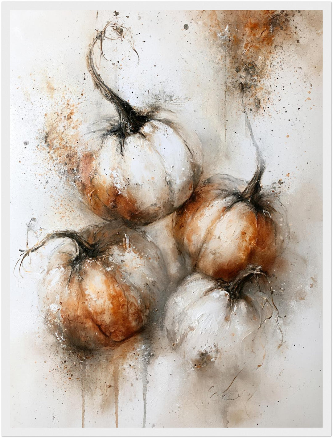 Weiße Kürbisse im Herbst Poster – Weißer Rahmen – Produktfoto