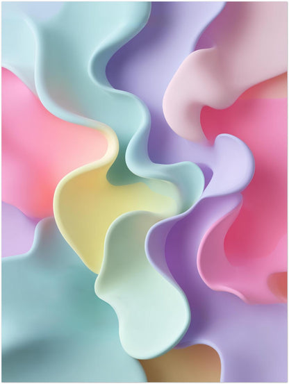 Pastellfarbene Geschwungene Formen Poster