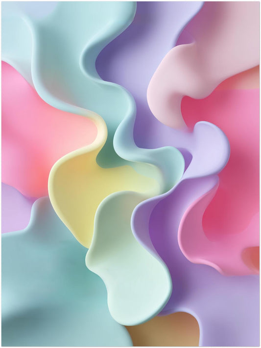 Pastellfarbene Geschwungene Formen Leinwandbild