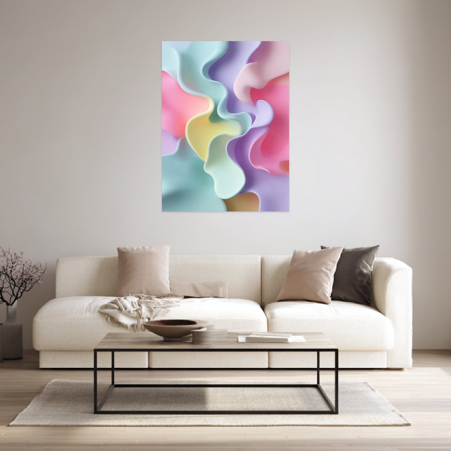 Pastellfarbene Geschwungene Formen Poster