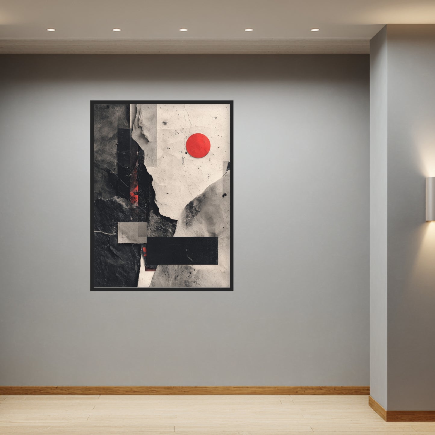 Roter Punkt Graue Strukturen Poster