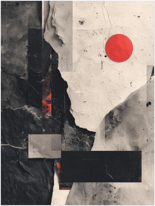 Roter Punkt Graue Strukturen Leinwandbild