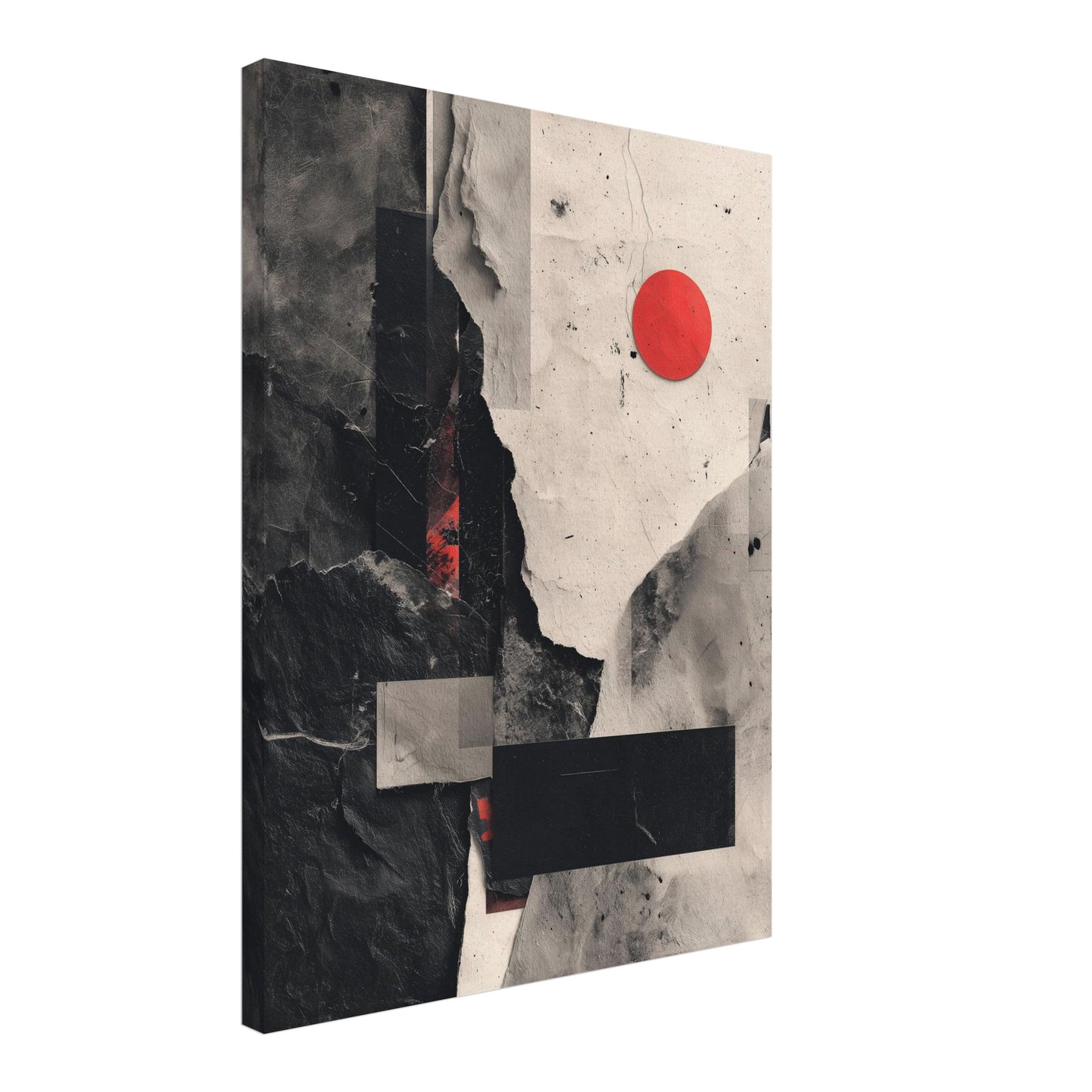 Roter Punkt Graue Strukturen Leinwandbild