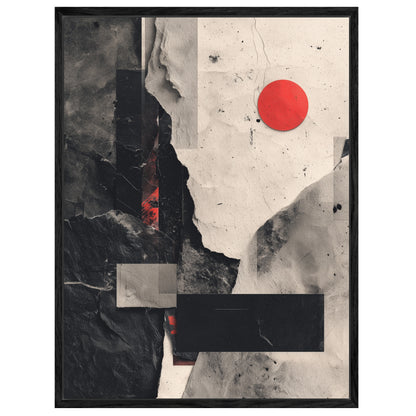 Roter Punkt Graue Strukturen Leinwandbild