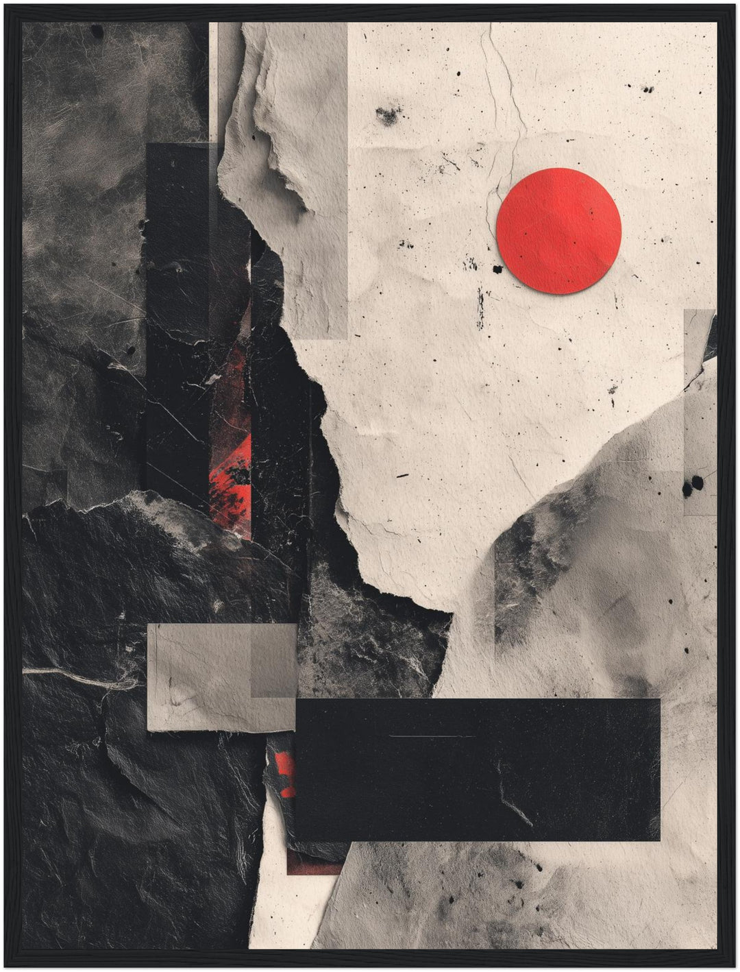 Roter Punkt graue Strukturen Poster abstrakt – mattes Kunstdruck-Papier – Ansicht 5