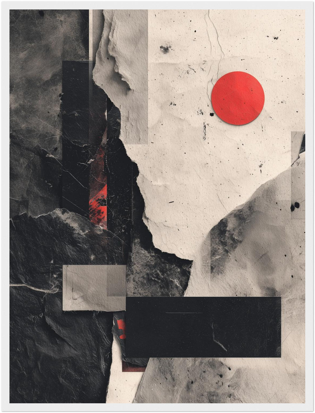 Roter Punkt graue Strukturen Poster abstrakt – mattes Kunstdruck-Papier – Ansicht 6