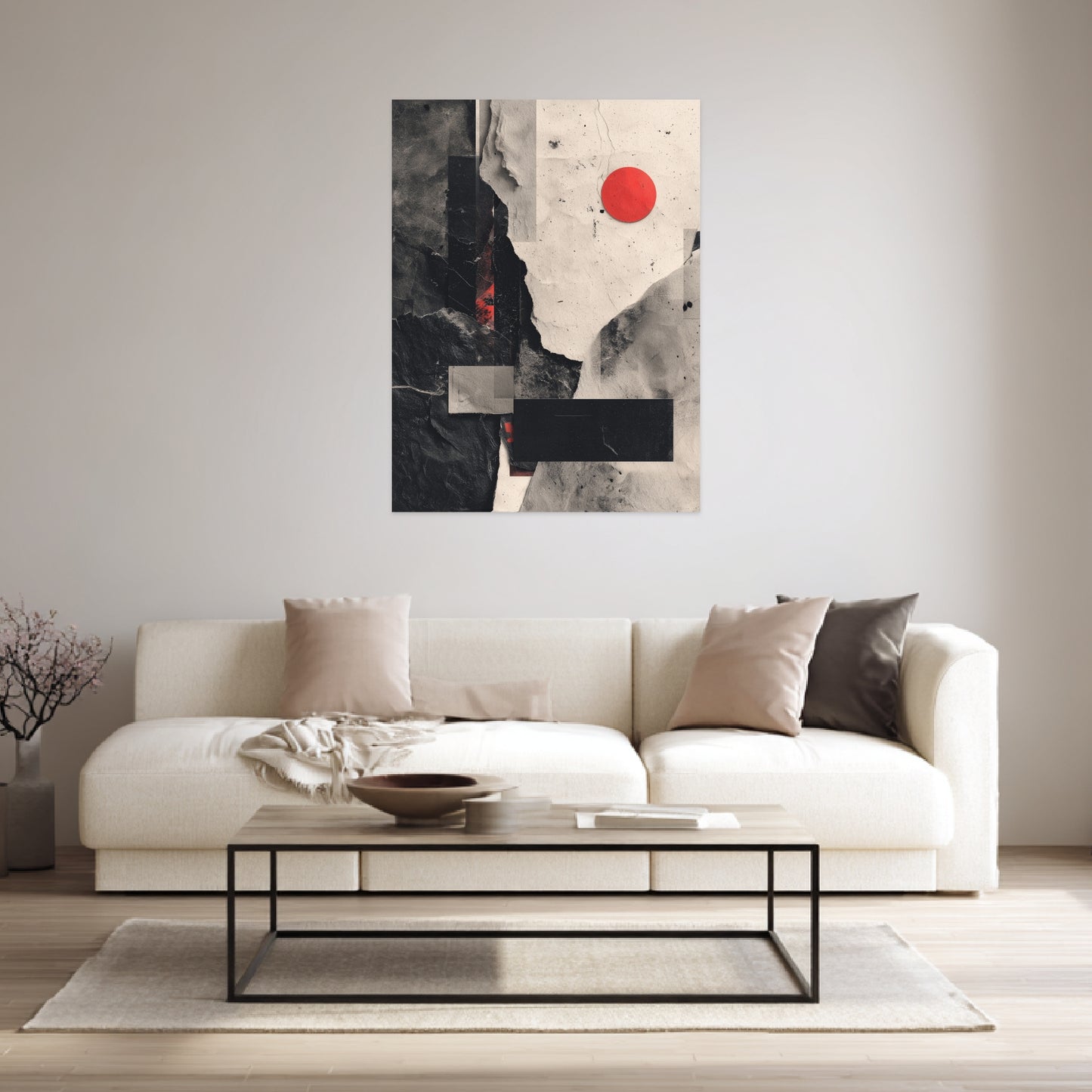 Roter Punkt Graue Strukturen Poster