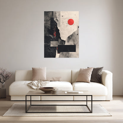 Roter Punkt Graue Strukturen Poster