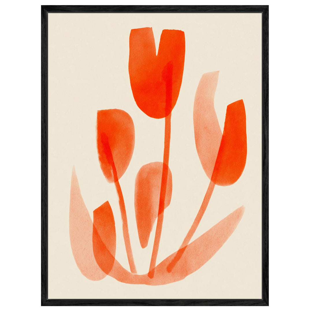 Rote Tulpen Aquarell Leinwandbild abstrakt – Leinwand auf Holzrahmen – Ansicht 4
