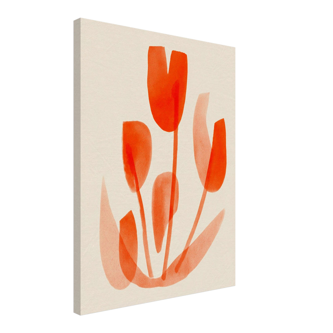 Rote Tulpen Aquarell Leinwandbild abstrakt – Leinwand auf Holzrahmen – Ansicht 2