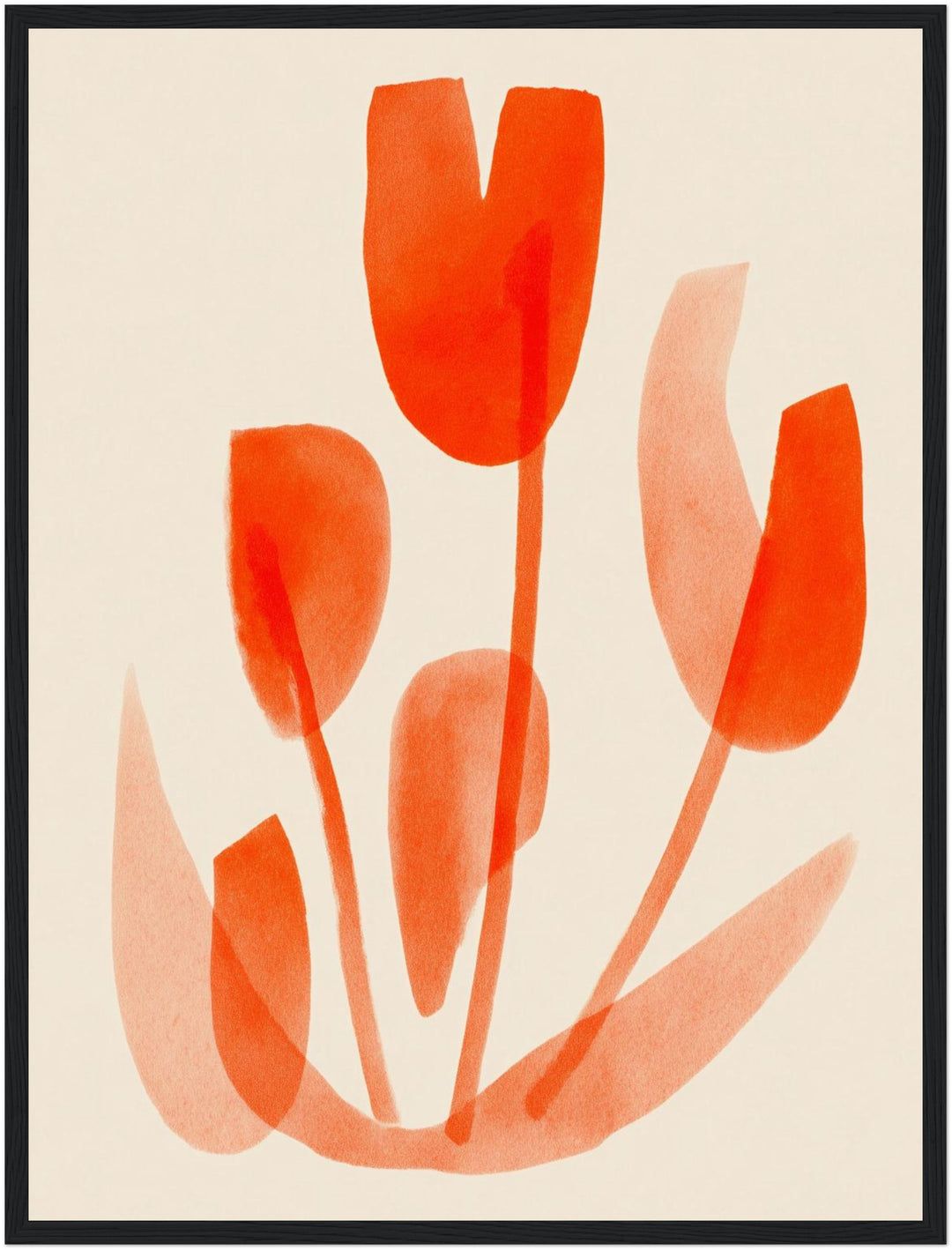 Tangerine Tulpen Poster – Schwarzer Rahmen – Produktfoto