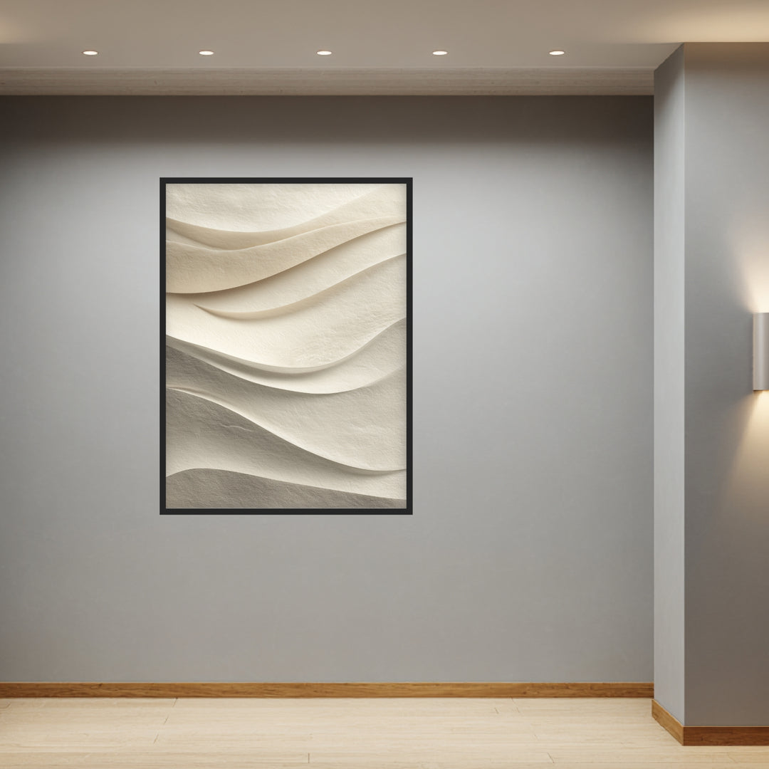 Sandfarbene Papierwellen Poster abstrakt – mattes Kunstdruck-Papier – Ansicht 3