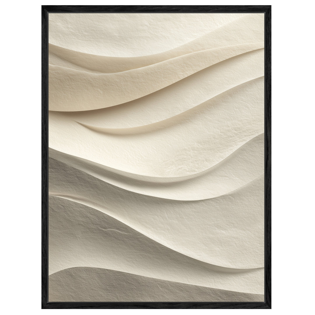 Sandfarbene Papierwellen Leinwandbild abstrakt – Leinwand auf Holzrahmen – Ansicht 4
