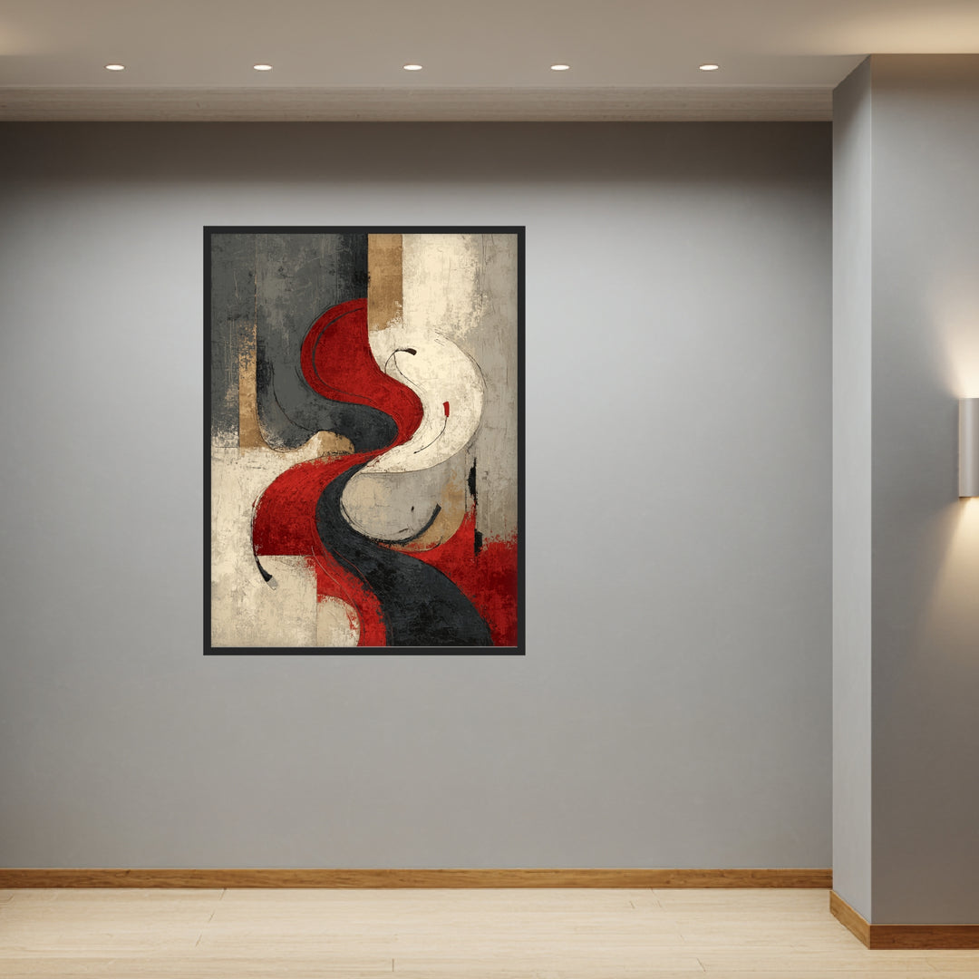 Schwarz rot Schwung Poster abstrakt – mattes Kunstdruck-Papier – Ansicht 3