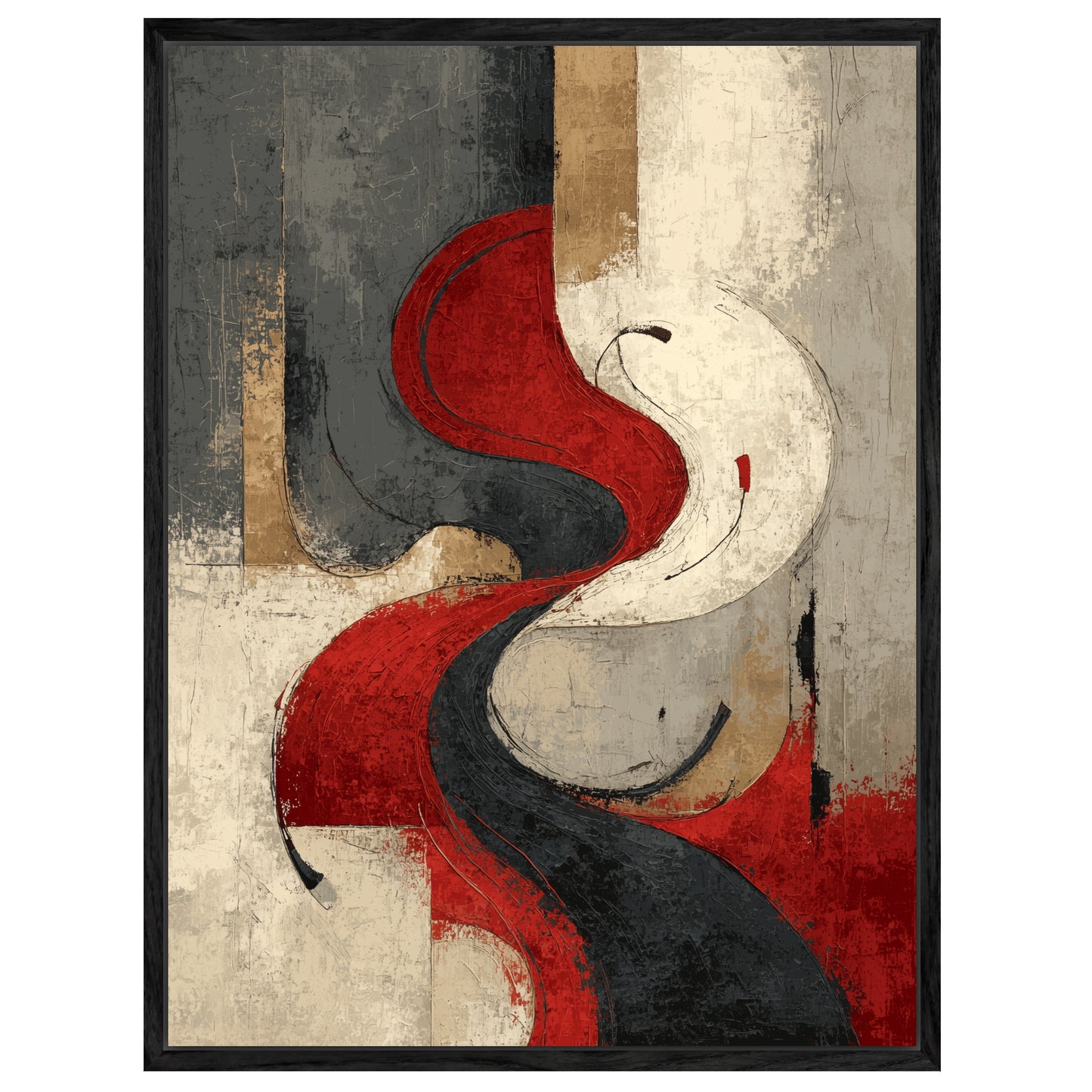 Schwarz Rot Schwung Leinwandbild