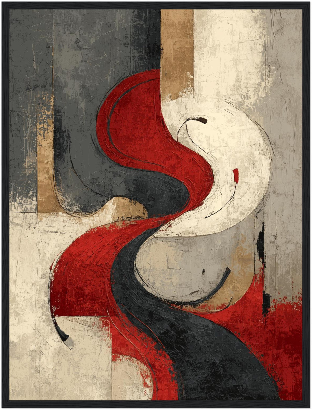 Schwarz rot Schwung Poster abstrakt – mattes Kunstdruck-Papier – Ansicht 5