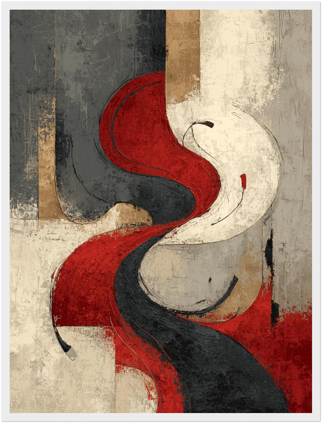 Schwarz rot Schwung Poster abstrakt – mattes Kunstdruck-Papier – Ansicht 6