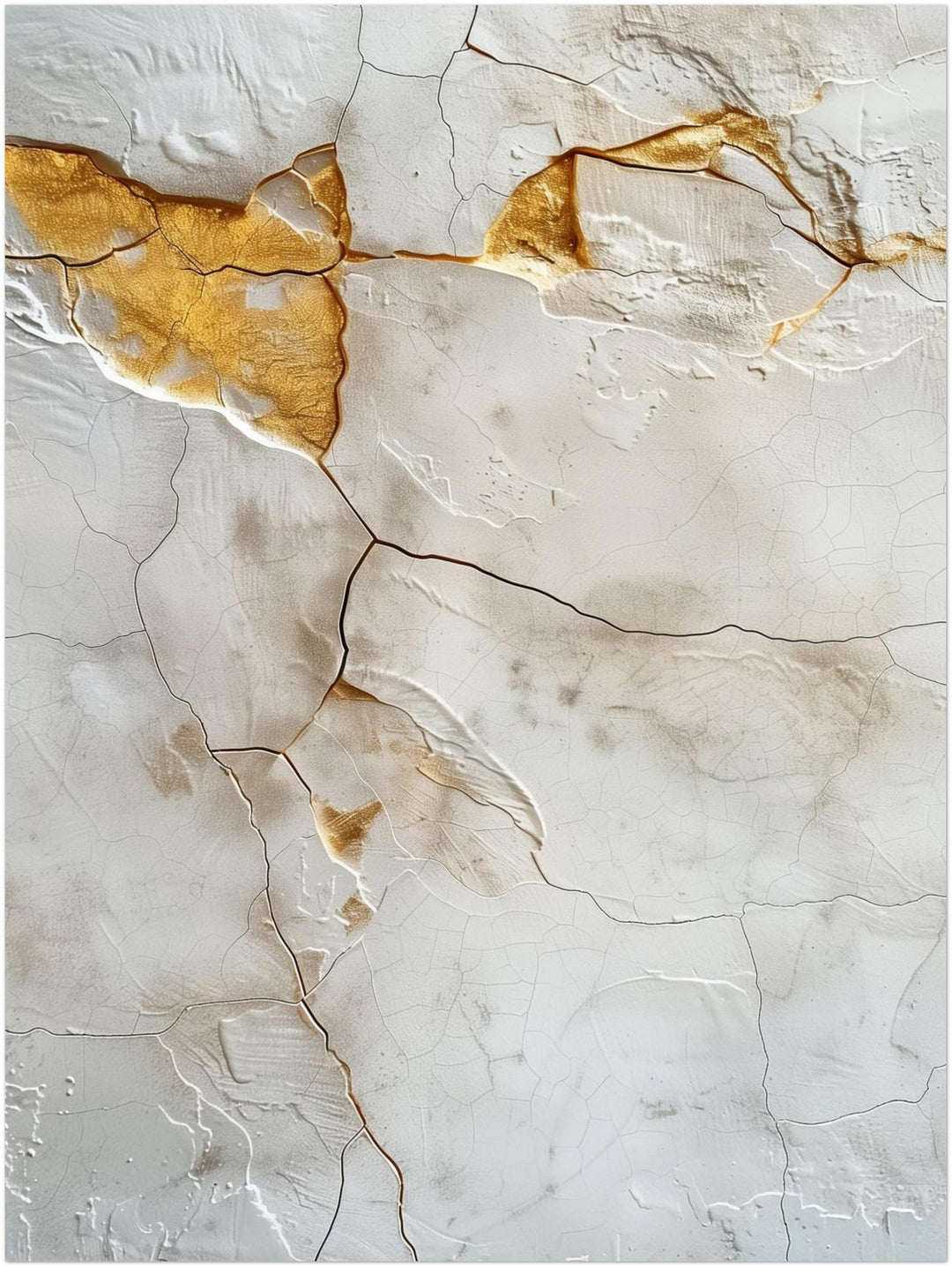 Kintsugi Textur weiß Gold abstrakt – Wandkunst