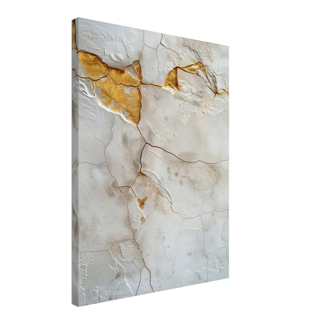 Kintsugi Textur weiß Gold Leinwandbild abstrakt – Leinwand auf Holzrahmen – Ansicht 2