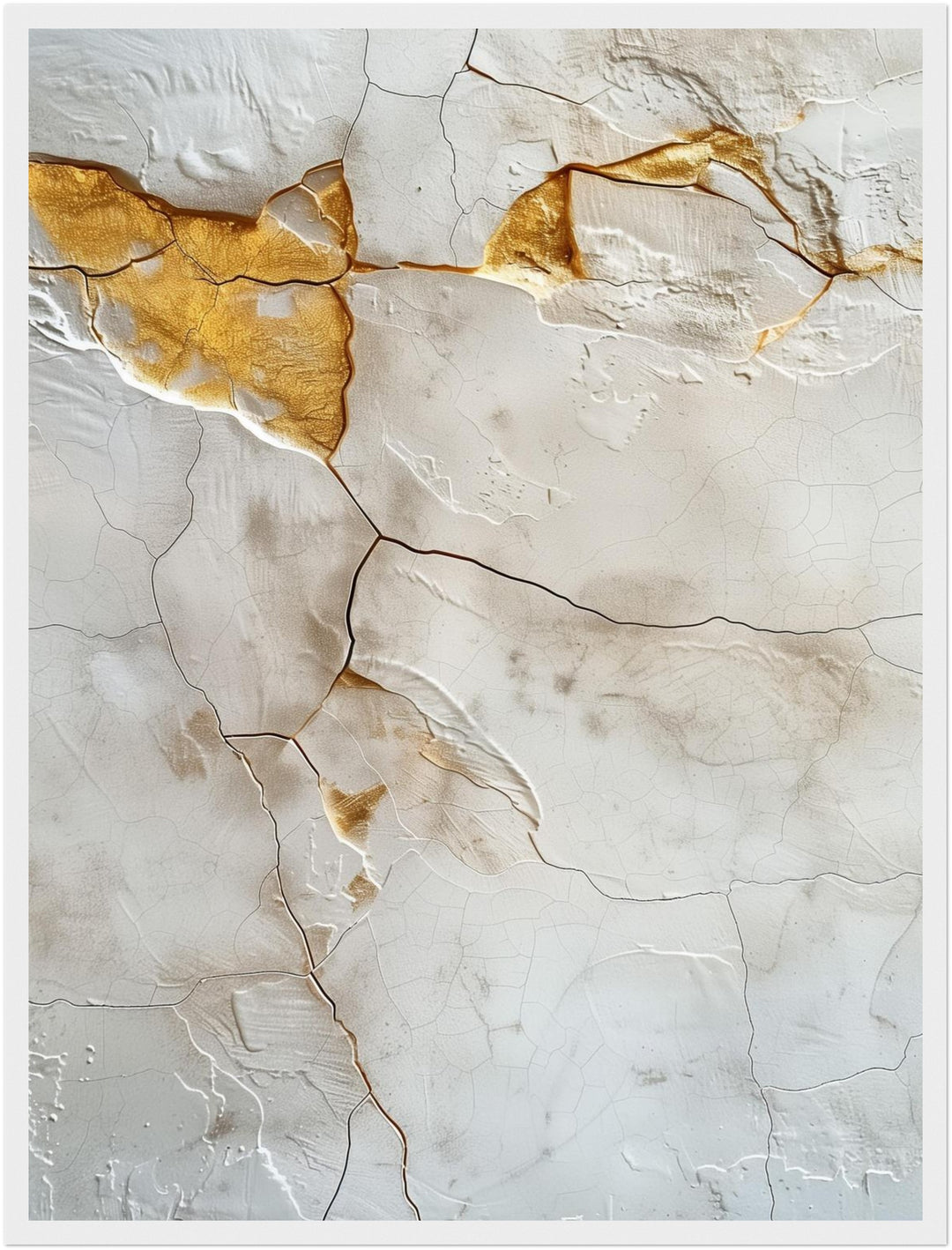 Kintsugi Textur Weiß Gold Poster abstrakt – mattes Kunstdruck-Papier – Ansicht 6