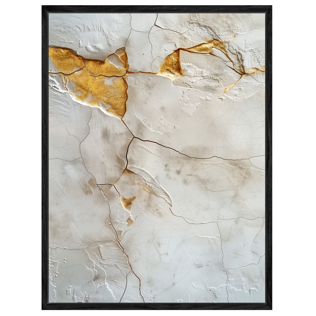 Kintsugi Textur Weiß Gold Poster abstrakt – mattes Kunstdruck-Papier – Ansicht 4