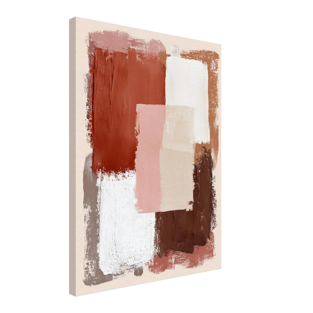 Terracotta Flecken Leinwandbild abstrakt – Leinwand auf Holzrahmen – Ansicht 2