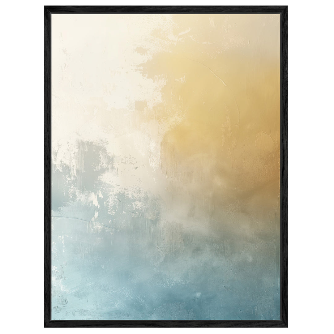 Sanfte Farbverläufe in Beige und Blau Leinwandbild abstrakt – Leinwand auf Holzrahmen – Ansicht 3