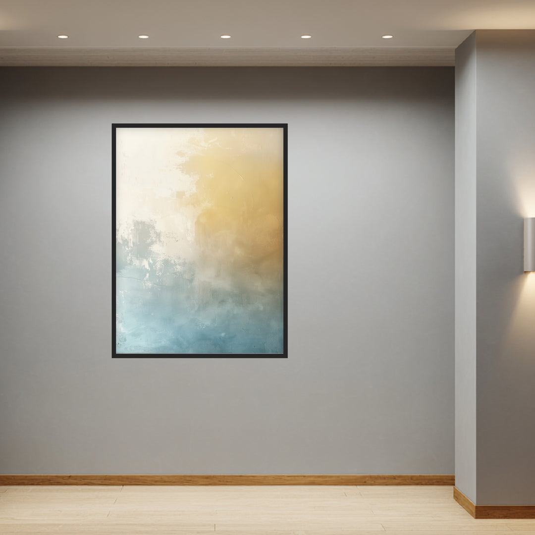 Sanfte Farbverläufe in Beige und Blau Poster abstrakt – mattes Kunstdruck-Papier – Ansicht 2