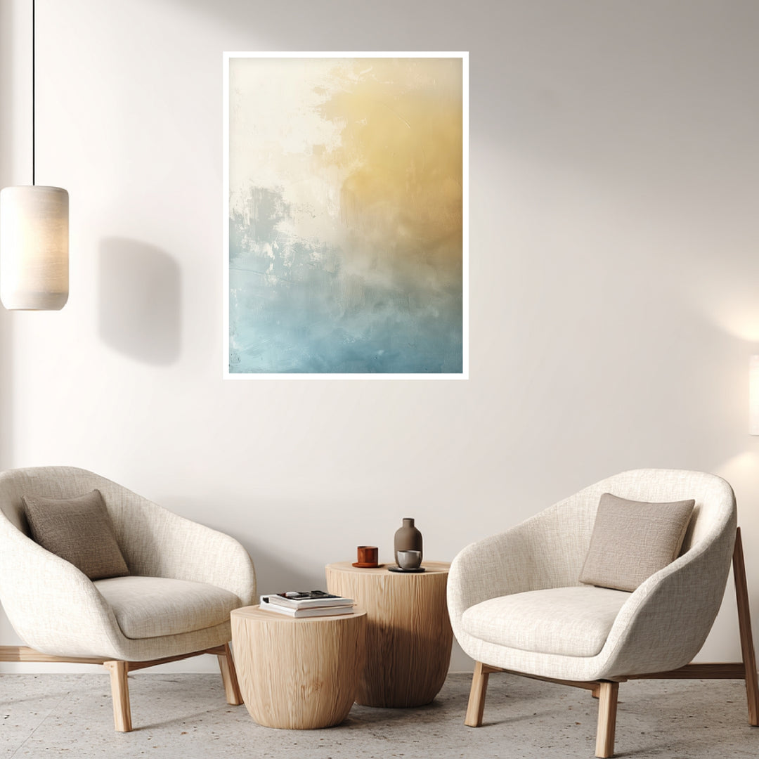 Sanfte Farbverläufe in Beige und Blau Poster abstrakt – mattes Kunstdruck-Papier – Ansicht 3