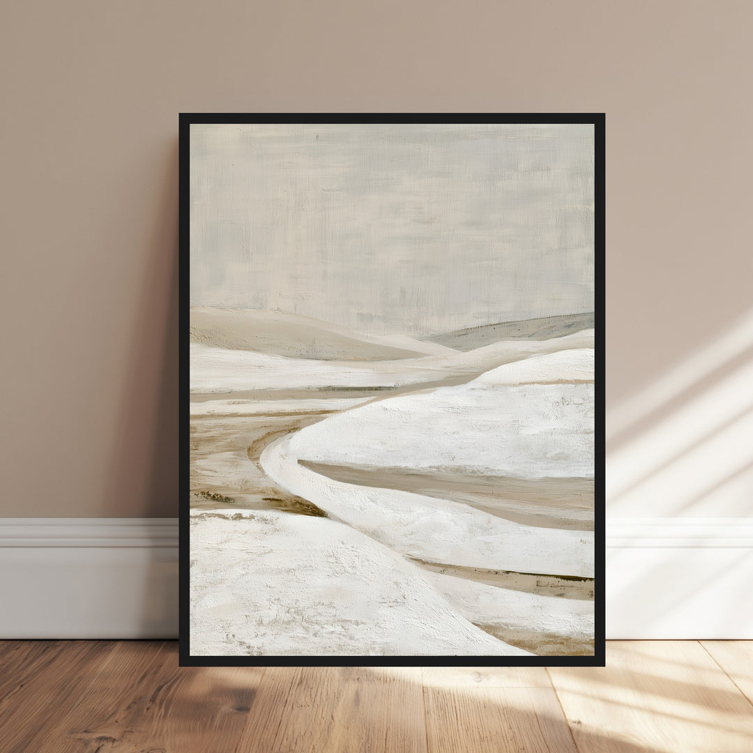 Stille Winterlandschaft abstrakt Poster – Schwarzer Rahmen – Produktfoto