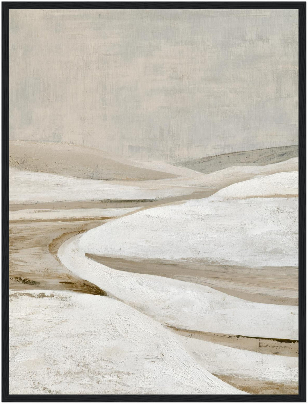 Stille Winterlandschaft abstrakt Poster – Schwarzer Rahmen – Produktfoto