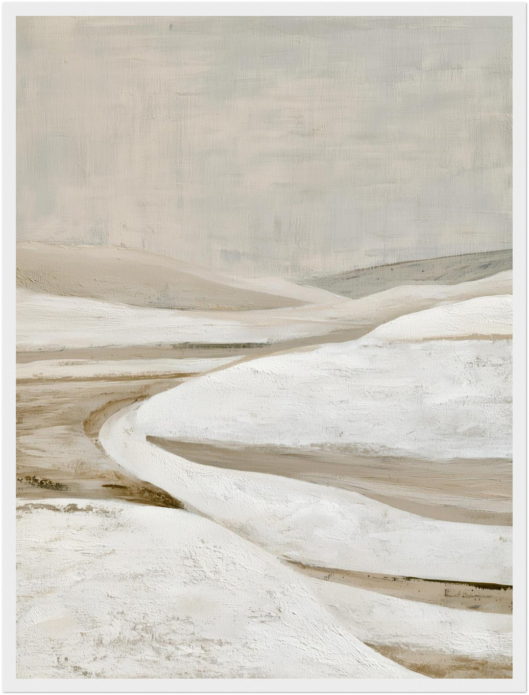 Stille Winterlandschaft abstrakt Poster – Weißer Rahmen – Produktfoto
