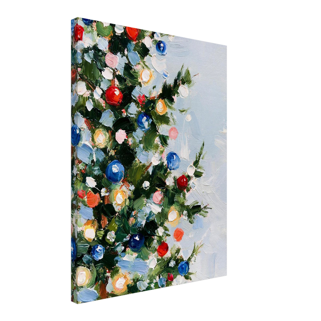 Weihnachtsbaum in Farben Leinwandbild – Schräge Ansicht – Produktfoto
