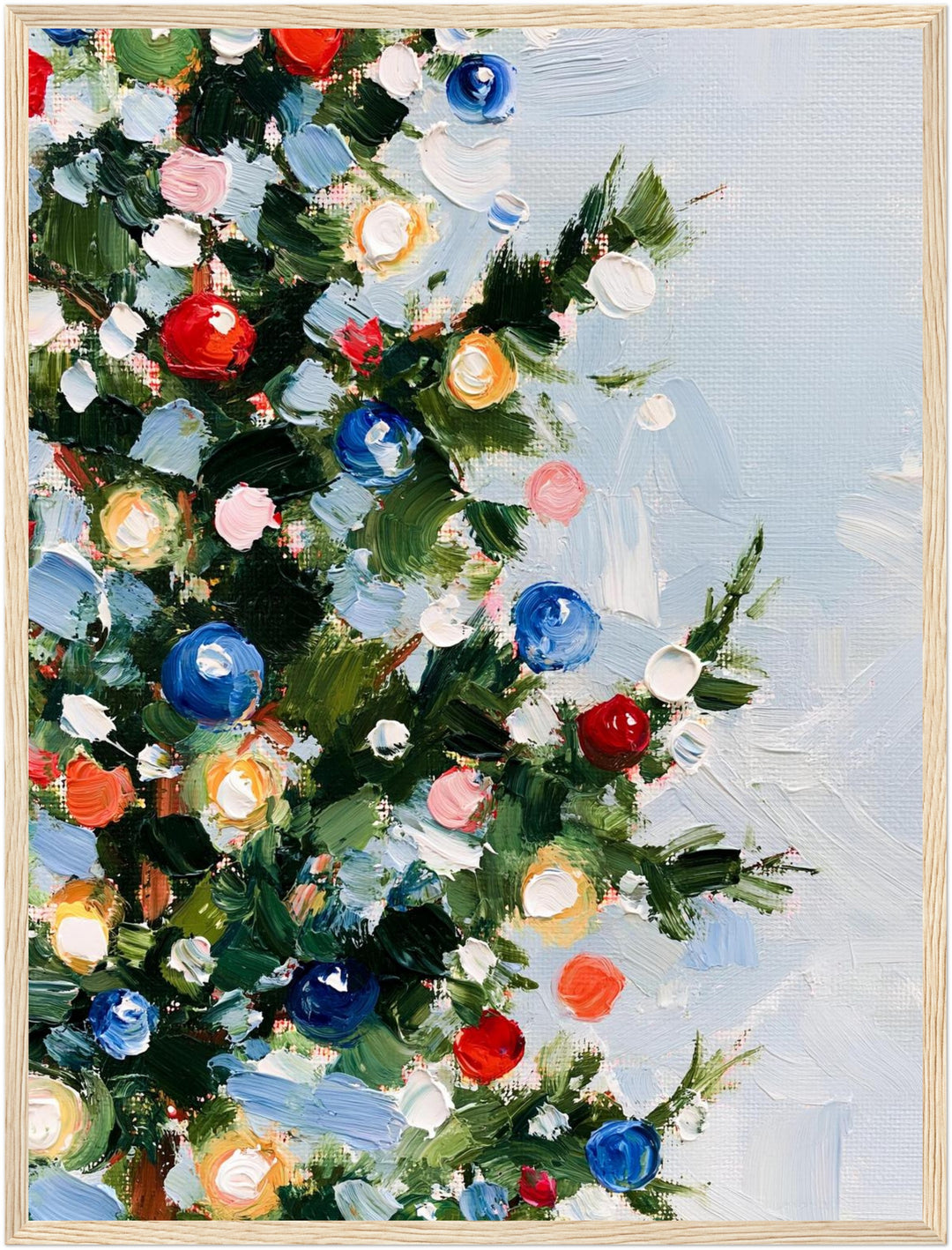 Weihnachtsbaum in Farben Poster – Holz natur Rahmen – Produktfoto