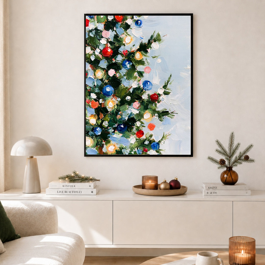 Weihnachtsbaum in Farben Poster – Schwarzer Rahmen – Produktfoto