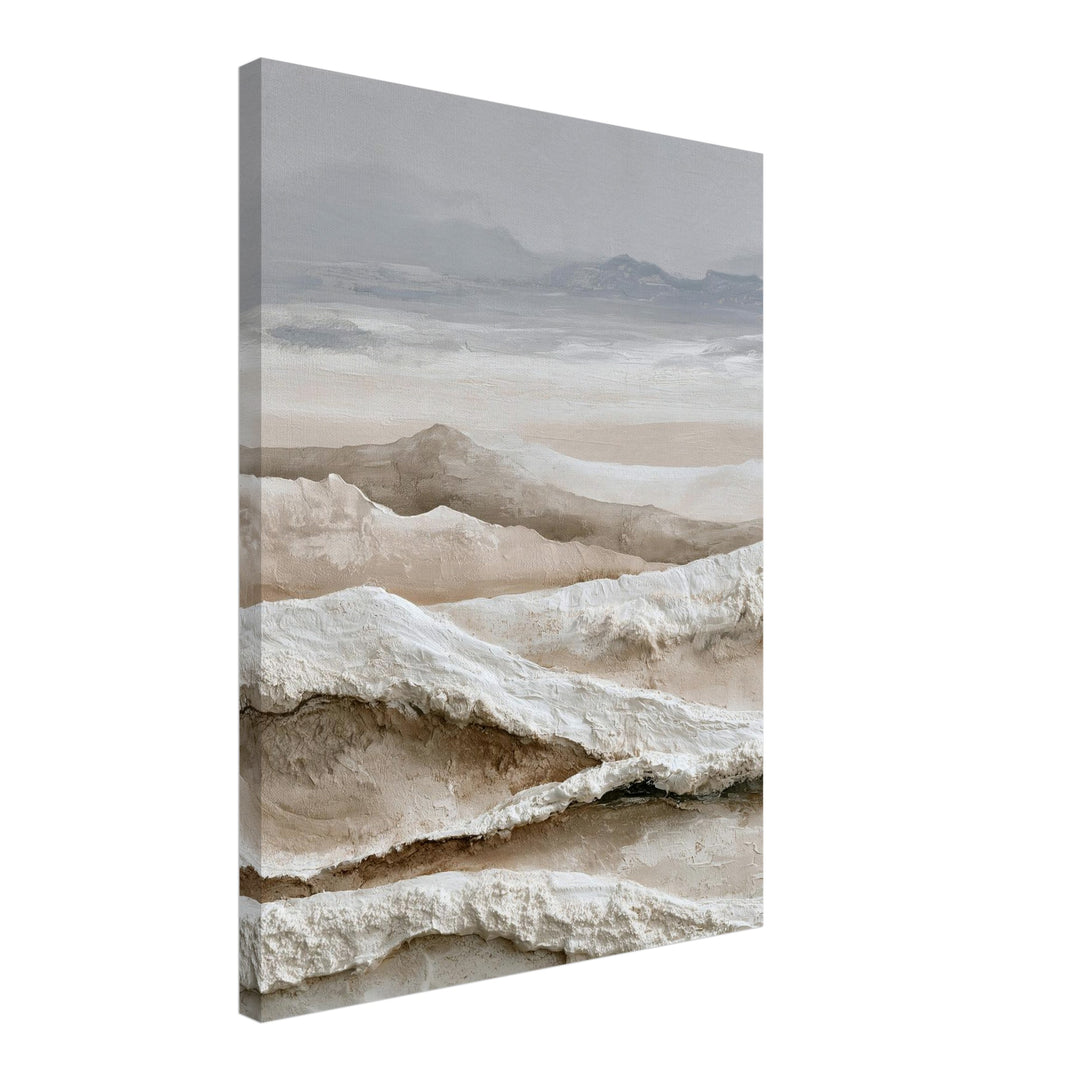 Stille Winterlandschaft abstrakt Leinwandbild – Schräge Ansicht – Produktfoto