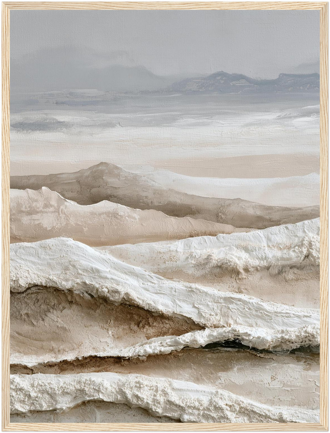 Stille Winterlandschaft abstrakt Poster – Holz natur Rahmen – Produktfoto